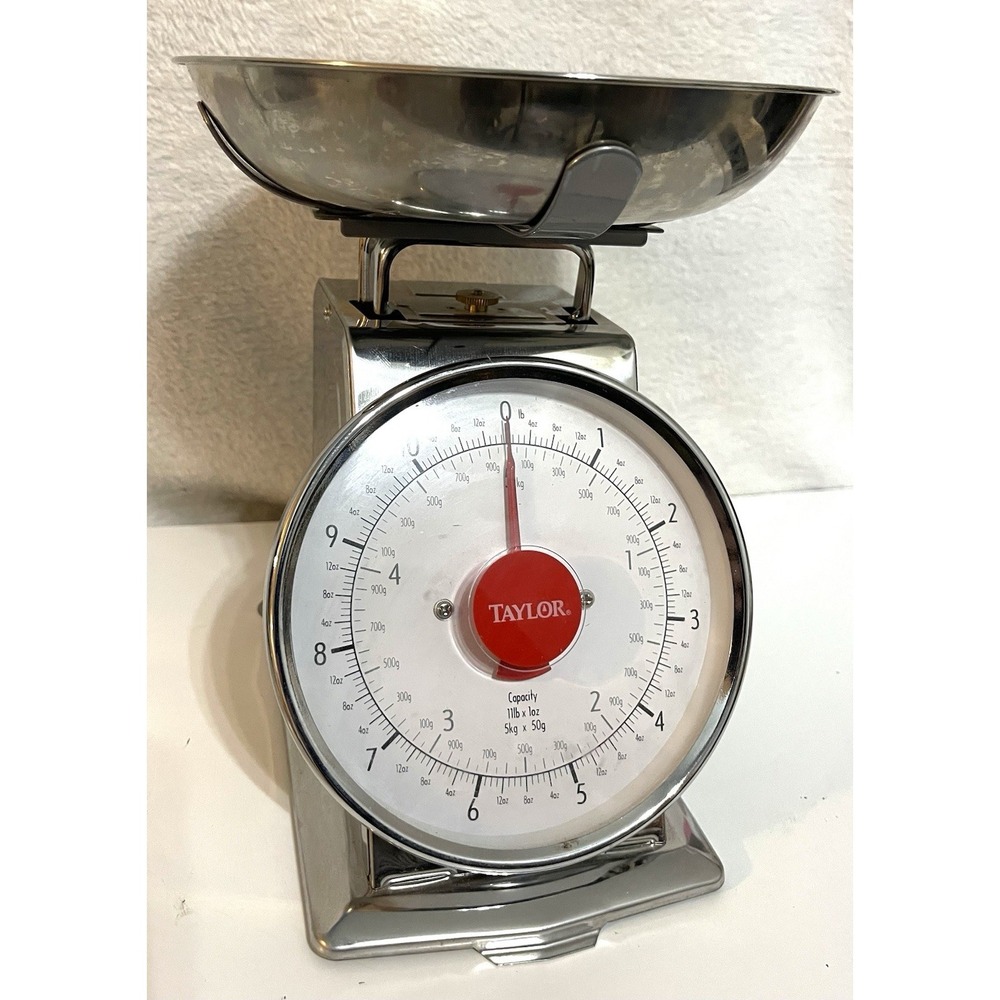 Taylor Mechanical Kitchen Food Scale with Bowl, Weighs Up to 11lbs, Measures in